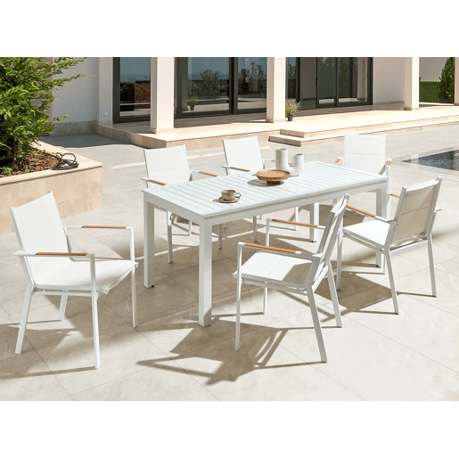 Mesa de refeição de jardim extensível SKALOMA 180240 cm 90 cm Metal Branco