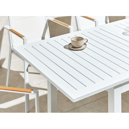 Mesa de refeição de jardim extensível SKALOMA 180240 cm 90 cm Metal Branco