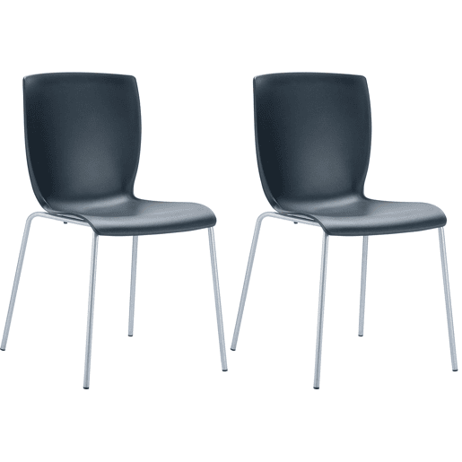 Set de 2 sillas apilables Mio Plástico Negro 60X47X80 cm