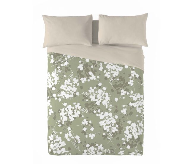 Sandal - funda nórdica estampada cama 180 - algodón extrasuave - incluye 2 fundas de almohada - light leaves olive