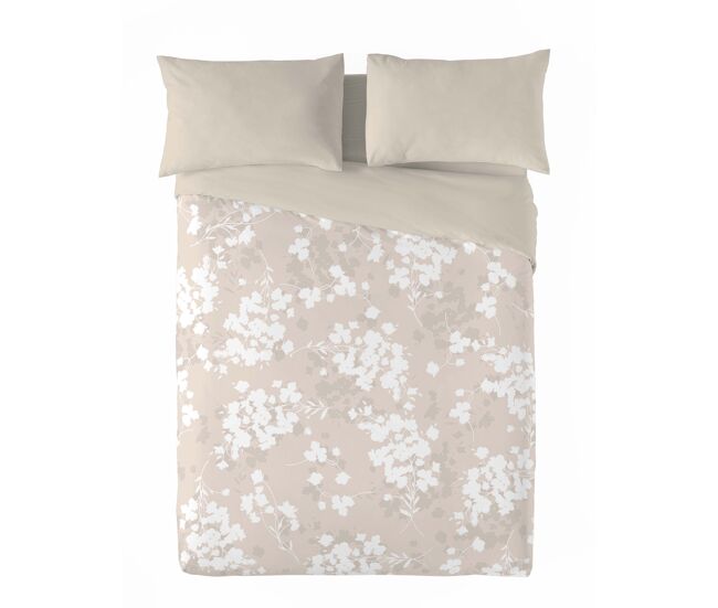 Sandal - funda nórdica estampada cama 150 - algodón extrasuave - incluye 2 fundas de almohada - light leaves beig