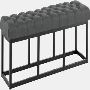 Banco Amun tapizado en tela con estructura negra Gris oscuro 38X150X46 cm
