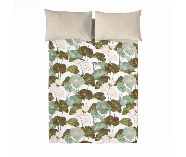 Naturals - juego de sábanas estampadas 4 piezas cama 180 - algodón incluye sábana encimera + 2 fundas de almohada + sábana bajera - nufar