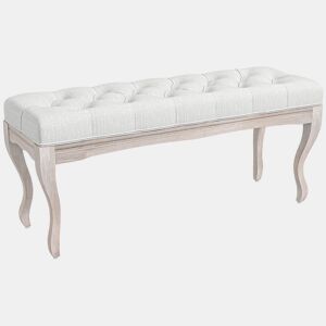 HOMCOM Banco Pé de Cama com Pés de Madeira e Assento Acolchoado Capacidade 120 kg Banco de Estilo Vintage para Dormitório Entrada Corredor 110x37x49 cm Creme
