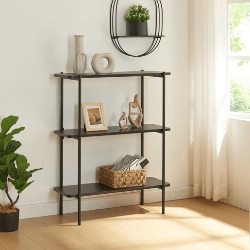 Estantes de Prateleiras Samnanger de 3 níveis aglomerado 100x80x34cm - Preto en.casa Estantes de Prateleiras Samnanger de 3 níveis aglomerado 100x80x34cm - Preto en.casa