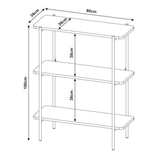 Estantes de Prateleiras Samnanger de 3 níveis aglomerado 100x80x34cm - Preto en.casa Estantes de Prateleiras Samnanger de 3 níveis aglomerado 100x80x34cm - Preto en.casa