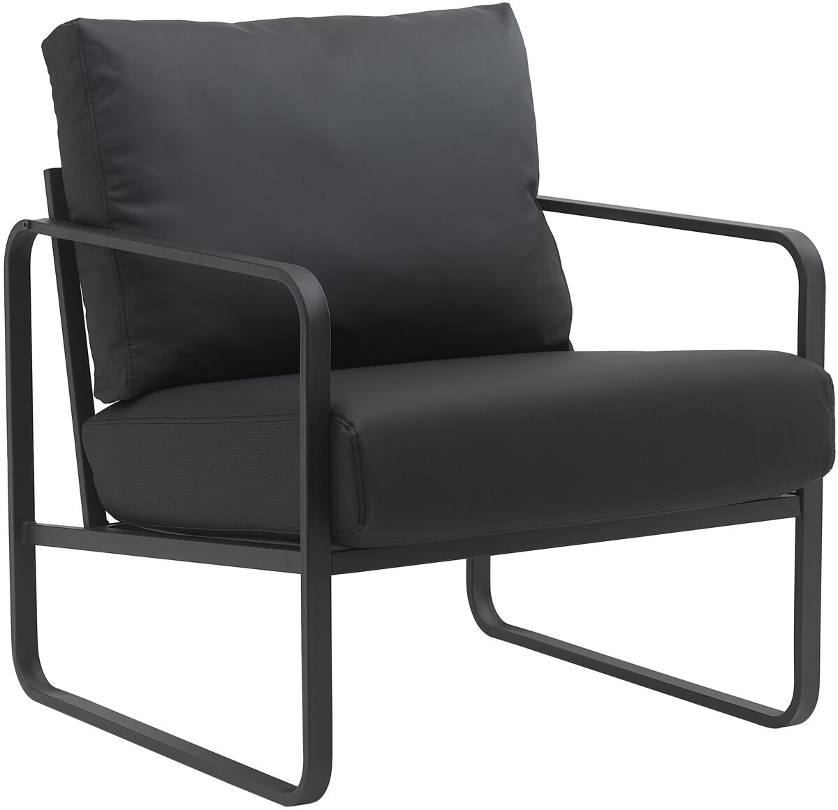 Sillón manea en polipiel o tela simil cuero negro 74x70x82 cm