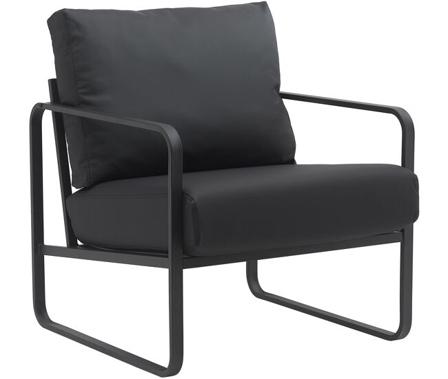 Sillón manea en polipiel o tela simil cuero negro 74x70x82 cm