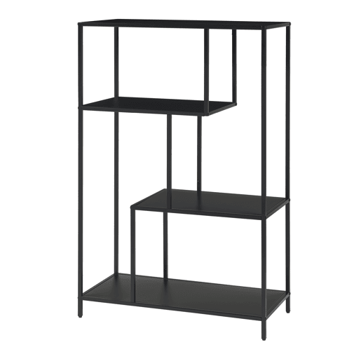 Estantes de Prateleiras Reisjärvi de 4 níveis em aço 115x75x35cm - Preto mate en.casa