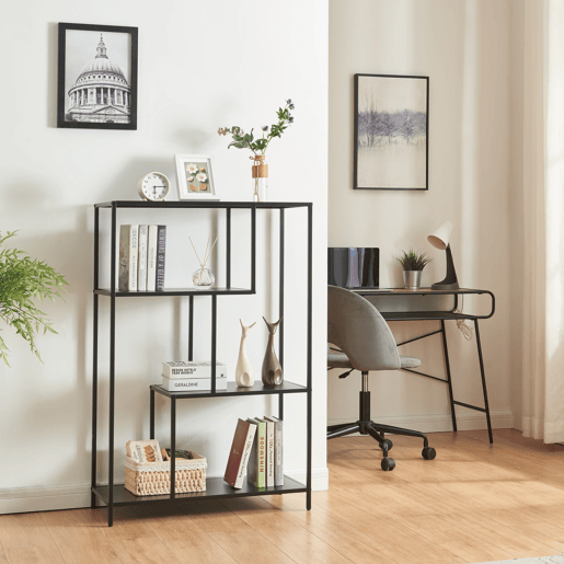 Estantes de Prateleiras Reisjärvi de 4 níveis em aço 115x75x35cm - Preto mate en.casa