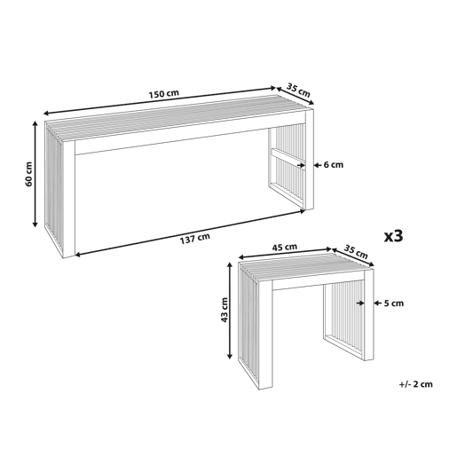Conjunto de refeições de jardim com tamboretes 3 lugares BELLANO Madeira de acácia Castanho