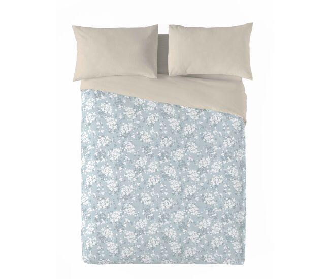 Sandal - funda nórdica estampada cama 90 - algodón extrasuave - incluye 1 funda de almohada - soft leaves azul