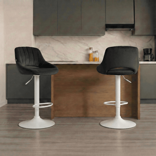 Taburete de bar Milet de terciopelo Negro 48X47X85 cm