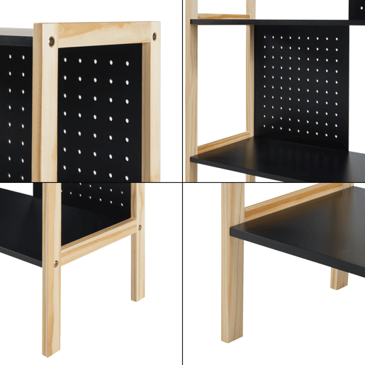 Estantes de Prateleiras Dønna Ypäjä 4 prateleiras MDF 120x63x28cm - PretoMadeira en.casa