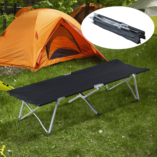 Outsunny Cama de Campismo Dobrável de Tela Oxford 600D com Estrutura Metálica Suporta até 136 kg para Praia e Caminhadas 193x64x40 cm Preto
