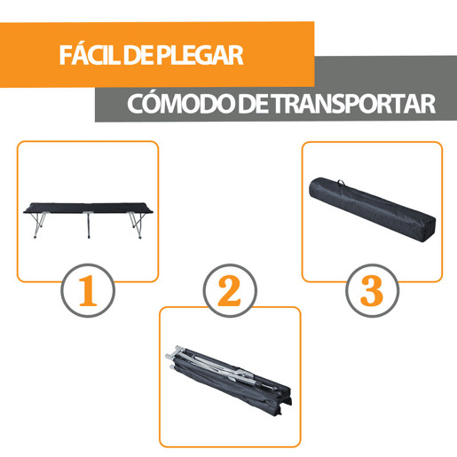 Outsunny Cama de Campismo Dobrável de Tela Oxford 600D com Estrutura Metálica Suporta até 136 kg para Praia e Caminhadas 193x64x40 cm Preto