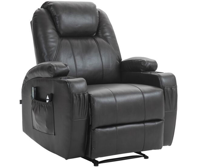 Sillón hepler con función de masaje simil cuero marrón 94x83x105 cm
