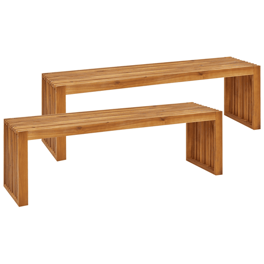 Conjunto de 2 bancos de jardim SULZANO 150 cm Madeira de acácia Castanho