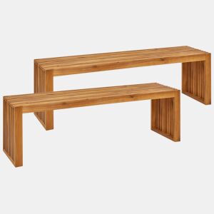 Conjunto de 2 bancos de jardim SULZANO 150 cm Madeira de acácia Castanho