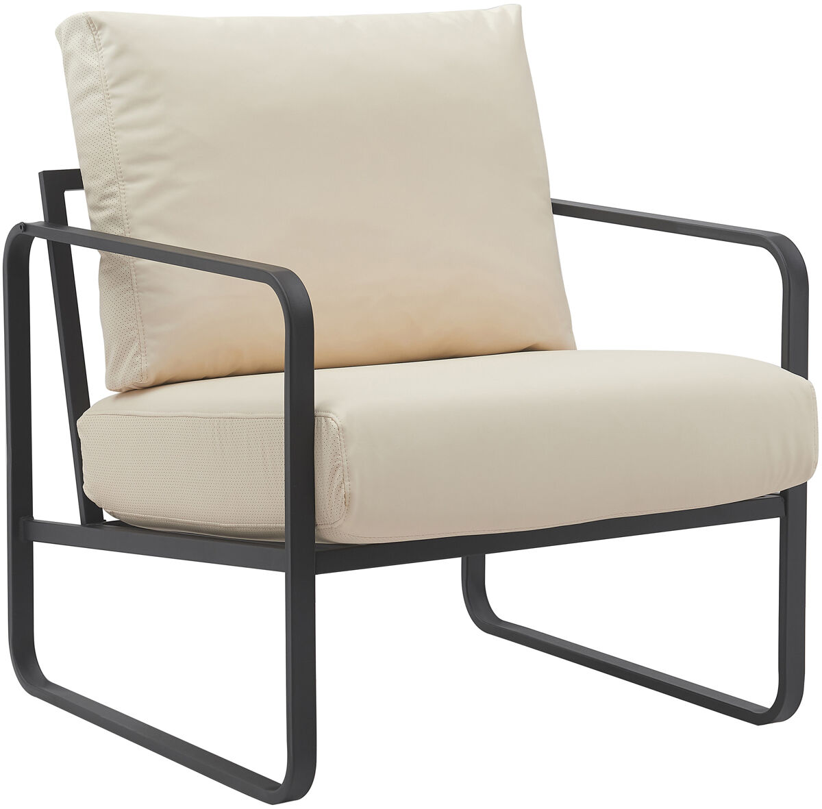 Sillón manea en polipiel o tela simil cuero crema 74x70x82 cm