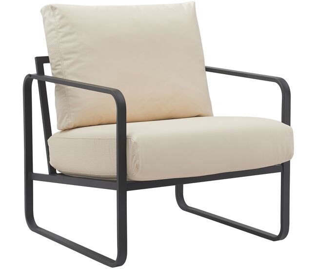 Sillón manea en polipiel o tela simil cuero crema 74x70x82 cm