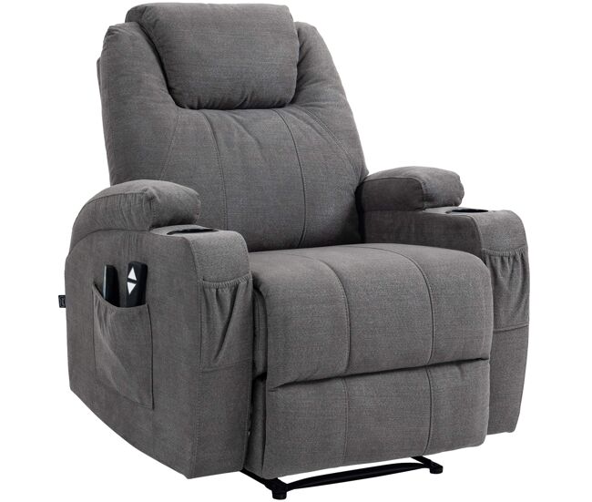 Sillón hepler con función de masaje tela gris 94x83x105 cm