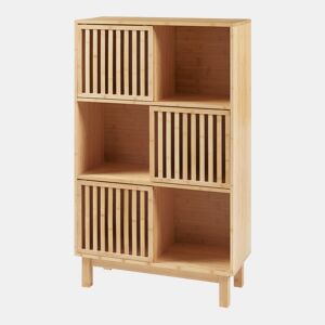 Estantes de Prateleiras Ypäjä com 6 compartimentos bambu 126x76x33cm - Natural en.casa
