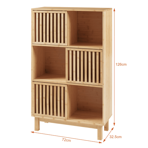 Estantes de Prateleiras Ypäjä com 6 compartimentos bambu 126x76x33cm - Natural en.casa