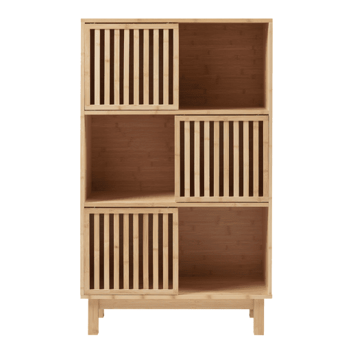 Estantes de Prateleiras Ypäjä com 6 compartimentos bambu 126x76x33cm - Natural en.casa