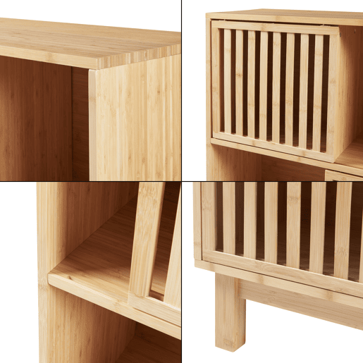 Estantes de Prateleiras Ypäjä com 6 compartimentos bambu 126x76x33cm - Natural en.casa