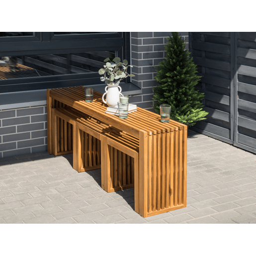 Conjunto de 3 tamboretes de jardim BELLANO Madeira de acácia Castanho