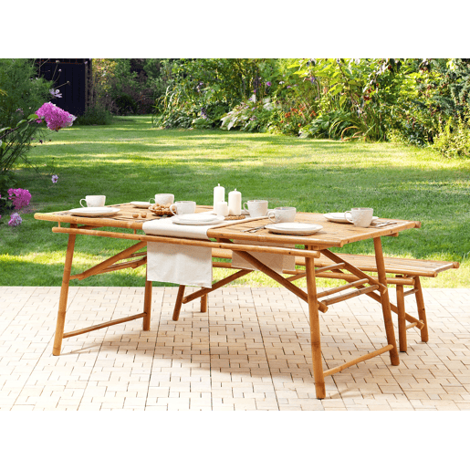 Mesa de refeição de jardim TINDARI 180 cm 90 cm Madeira de bambu Castanho claro