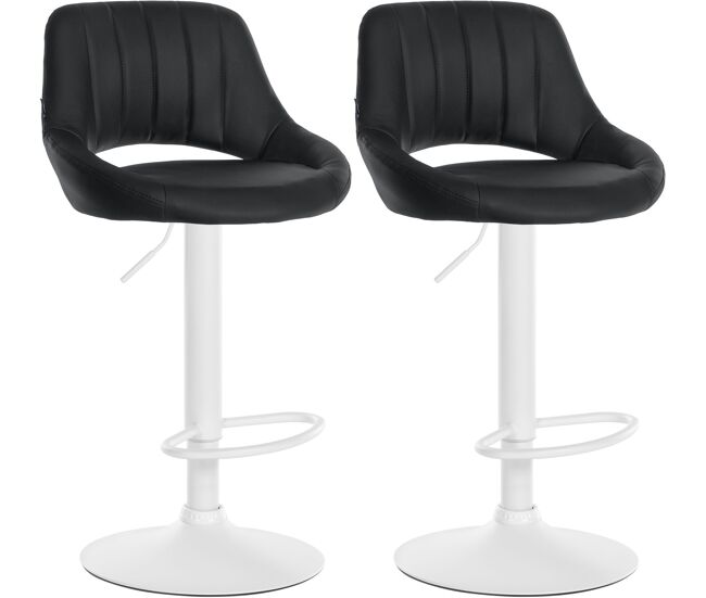 Juego de 2 taburetes de bar milet de piel sintetica simil cuero negro 48x47x85 cm