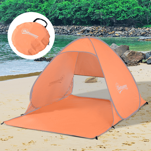 Outsunny Tenda Pop-up Instantâneo e Portátil com Janelas Protetoras para Piquenique, Praia e Camping com Proteção UV Laranja