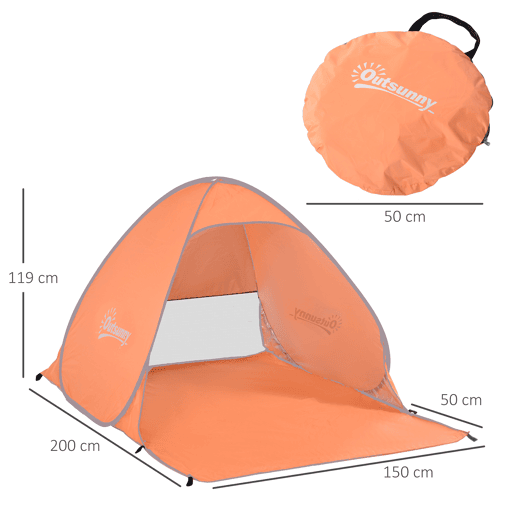 Outsunny Tenda Pop-up Instantâneo e Portátil com Janelas Protetoras para Piquenique, Praia e Camping com Proteção UV Laranja