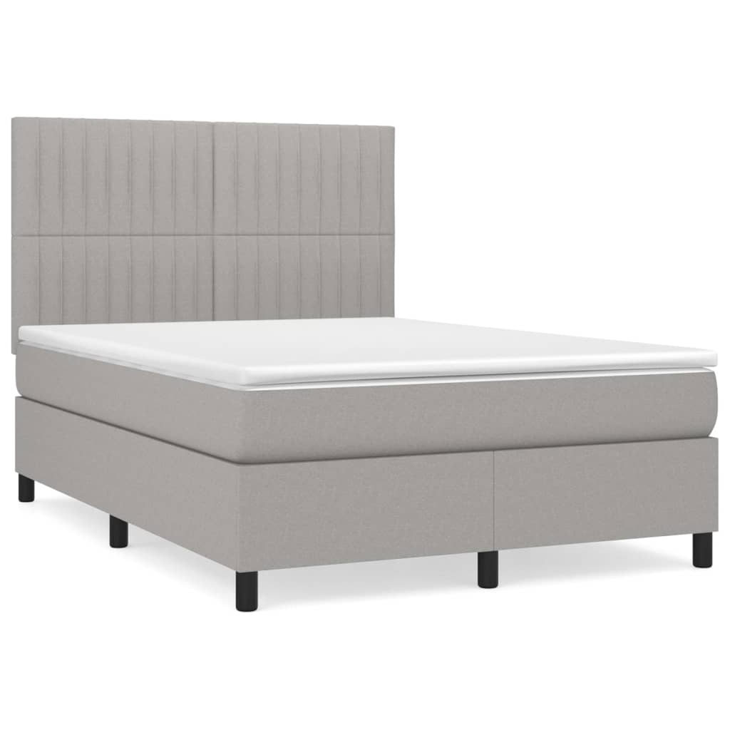 Cama box spring Rayas verticales 140x200 Gris Claro