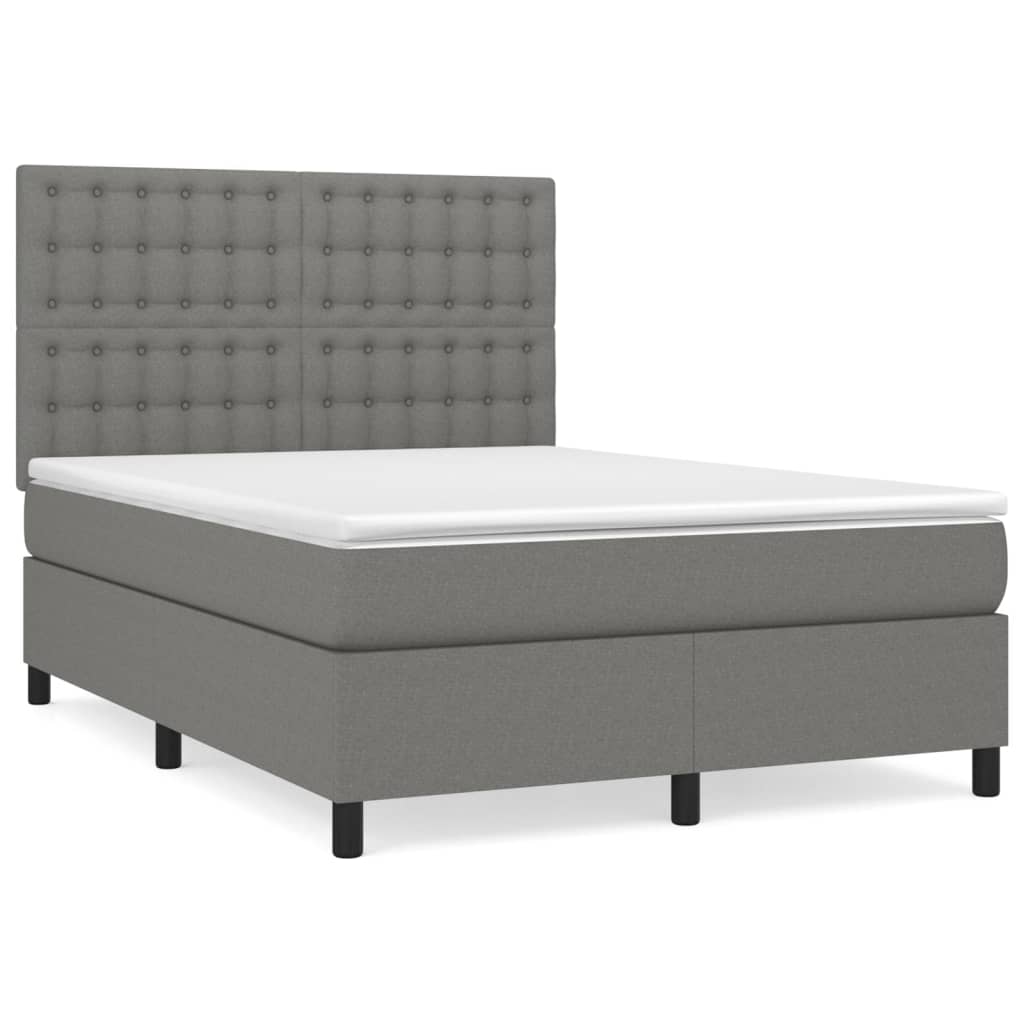 Cama box spring  Botones 140x190 Gris Oscuro