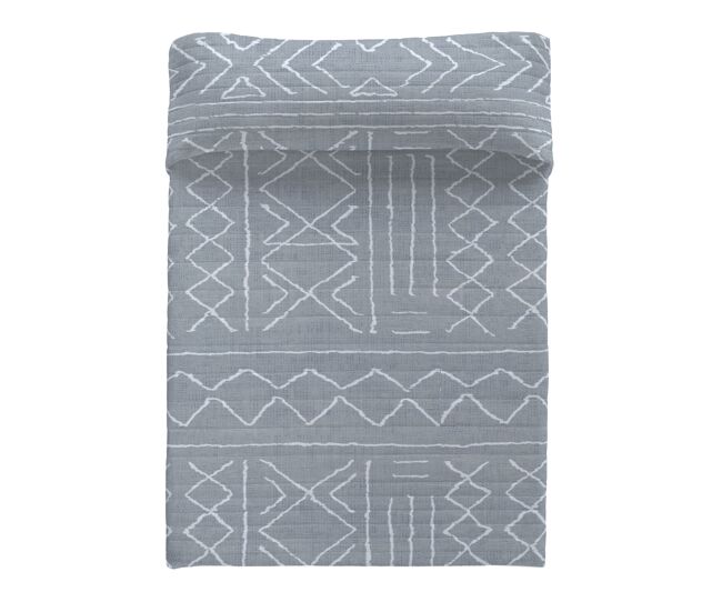 Sandal - colcha bouti estampada - microfibra - extra - suave - gramaje 70 gramos - cama 150 - nauek grey