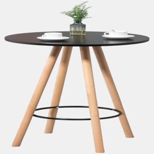 Mesa de bar Livia con tablero redondo de madera Naturalnegro Ø 60 cm