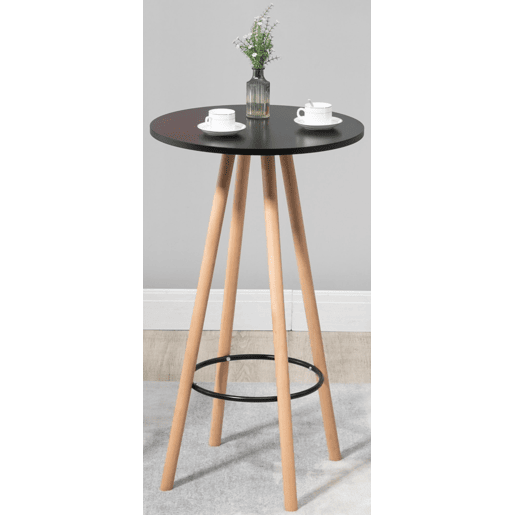 Mesa de bar Livia con tablero redondo de madera Naturalnegro Ø 60 cm