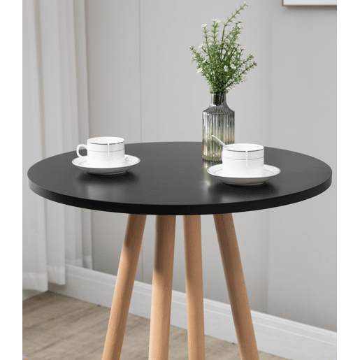 Mesa de bar Livia con tablero redondo de madera Naturalnegro Ø 60 cm
