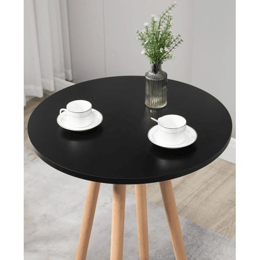 Mesa de bar Livia con tablero redondo de madera Naturalnegro Ø 60 cm