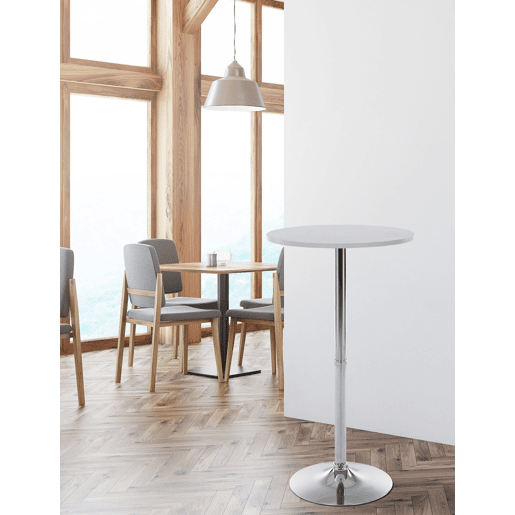 Mesa Alta de Bar con Tablero Redondo Madera Blanco Ø 60 cm