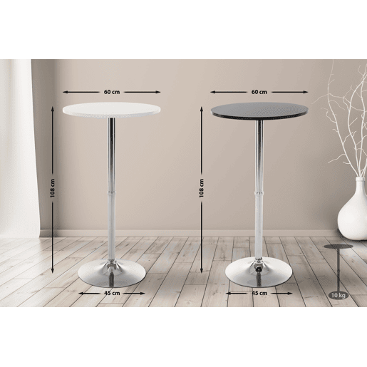 Mesa Alta de Bar con Tablero Redondo Madera Blanco Ø 60 cm