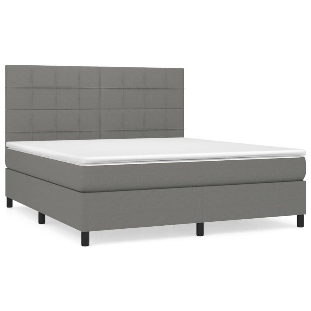 Cama box spring Bloques con cuadros 180x200 Gris Oscuro