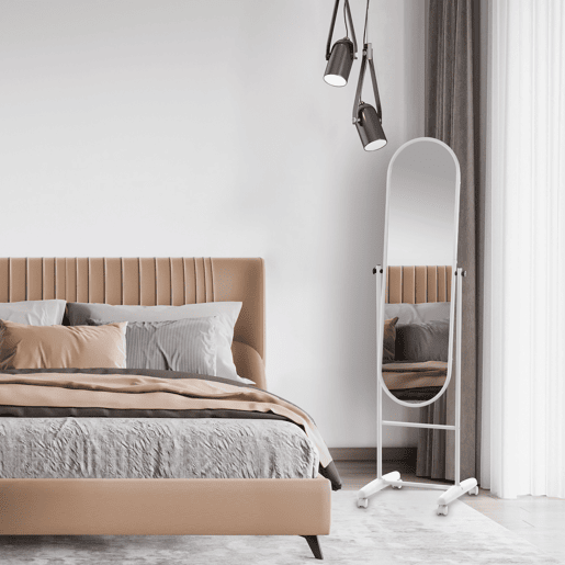 Espejo de pie Nane Oval Madera Blanco 42X40X155 cm