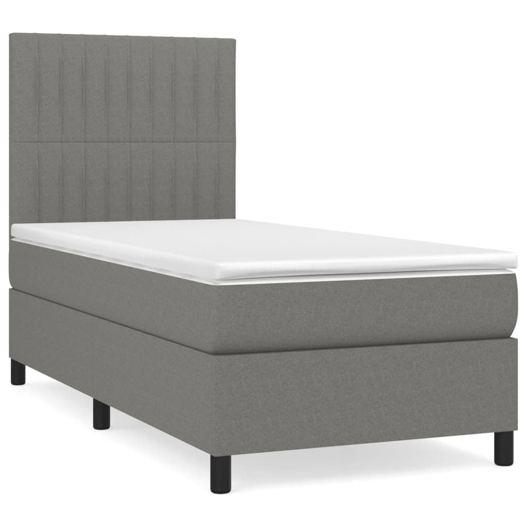 Cama box spring Rayas verticales 90x200 Gris Oscuro