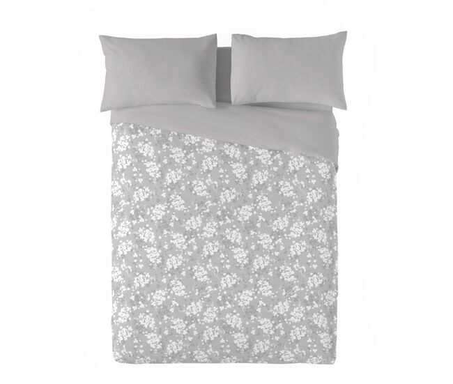 Sandal - funda nórdica estampada cama 150 - algodón extrasuave - incluye 2 fundas de almohada - soft leaves gris