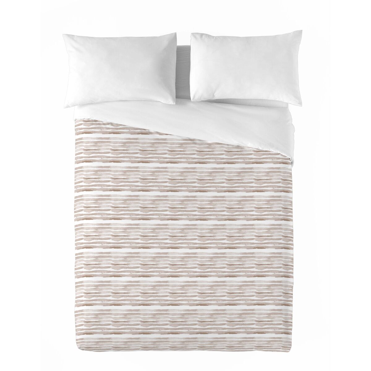 Sandal - funda nórdica estampada cama 150 - algodón extrasuave - incluye 2 fundas de almohada - rayas dgrade canela