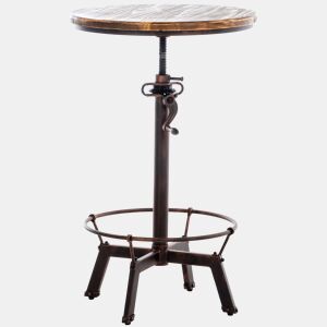 Mesa Malita En Estilo Industrial Madera Bronce 59X59X84 cm